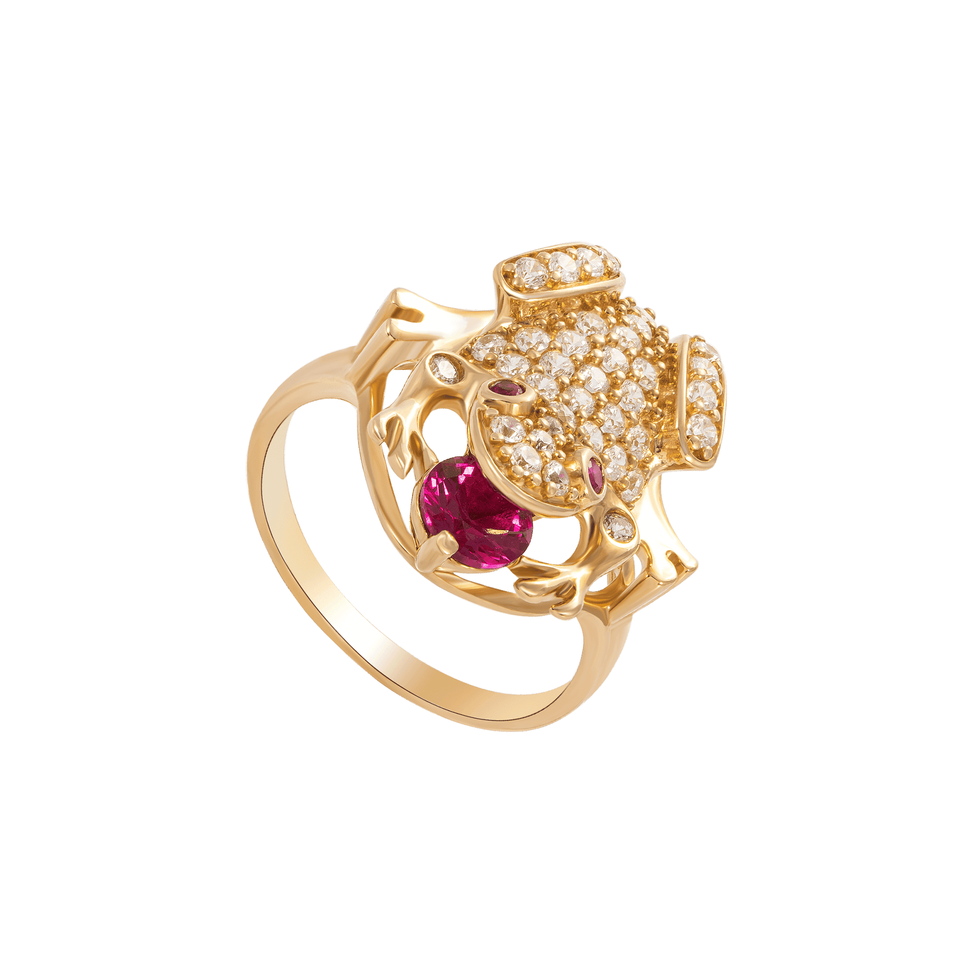 Nhẫn Vàng 18K đính đá màu đỏ PNJ ZTXMY000290