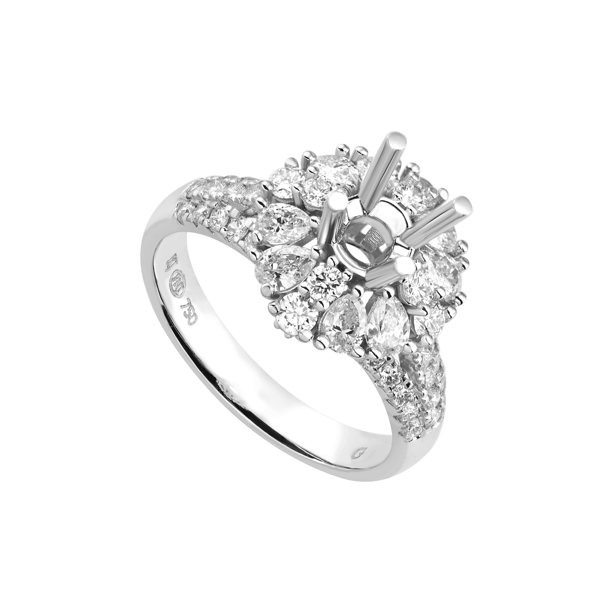 Vỏ nhẫn Kim cương Vàng trắng 18K PNJ 00DDW002042