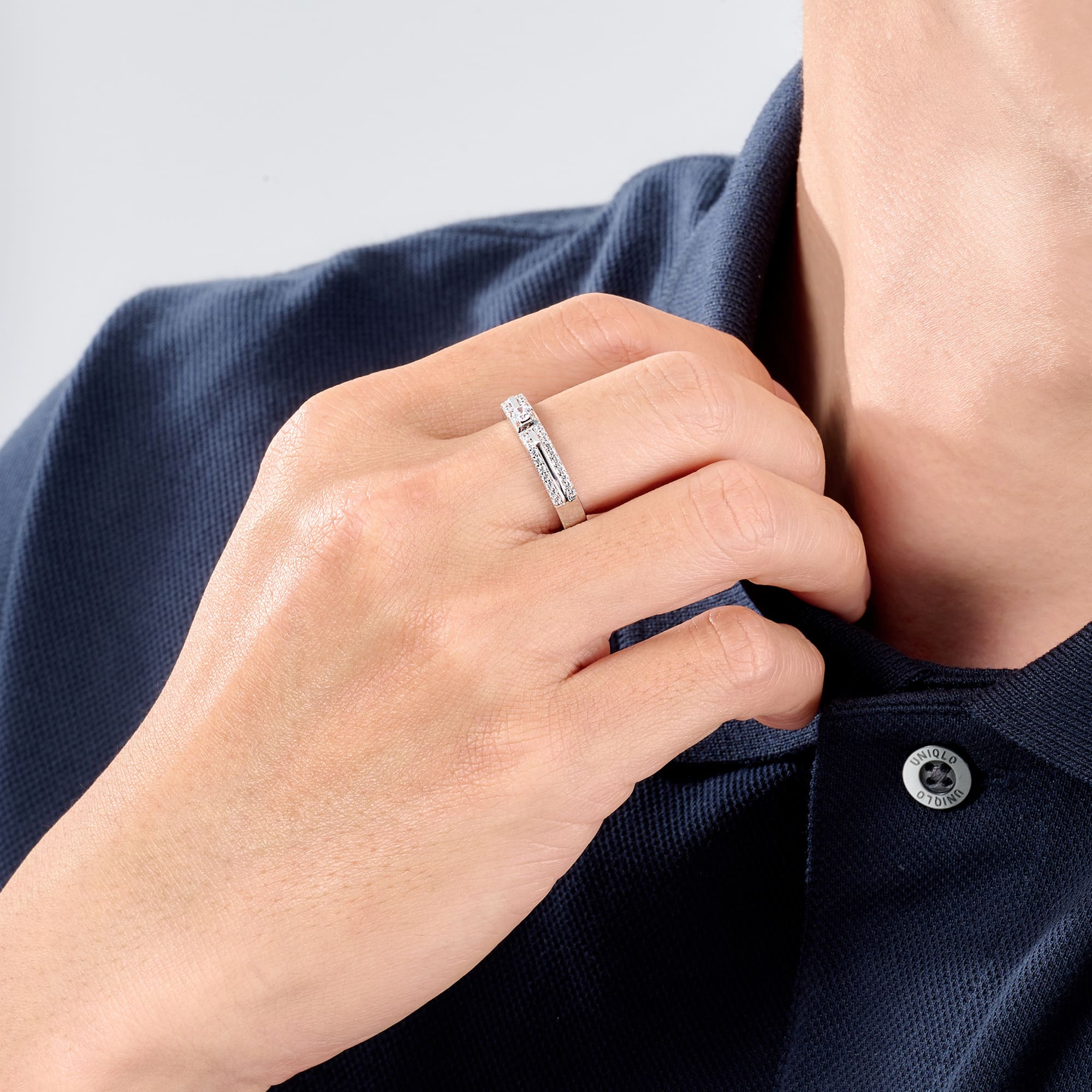 Cặp nhẫn cưới Vàng trắng 10K PNJ 06385-06386