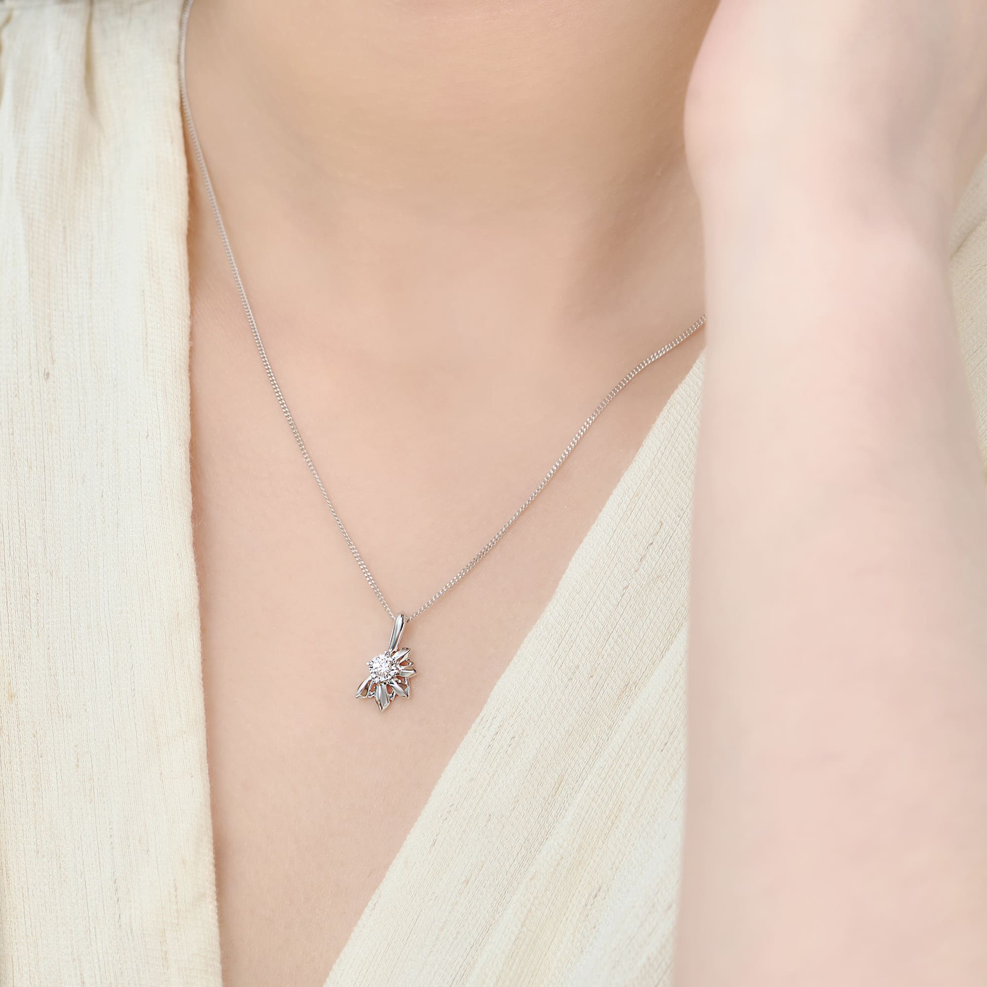 Mặt dây chuyền Kim cương Vàng Trắng 14K PNJ My First Diamond DD00W000735